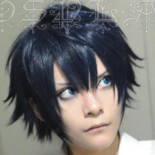 Ao no Blue Exorcist Okumura Rin Blue Short Heat Resistant Hair Perucas Cosplay Costume Wig + Wig Cap