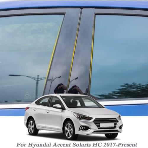 Car Styling For Hyundai Accent Solaris HC 2017-Present Car Window Trim Sticker Middle Column Stickers PVC External Accessories