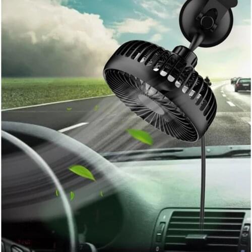 Car Fan USB 360 Degrees Rotating Cooler Ventilador Air Conditioner 3-Speed Silent Suction Cup Backseat Summer 12/24V Climatiseur