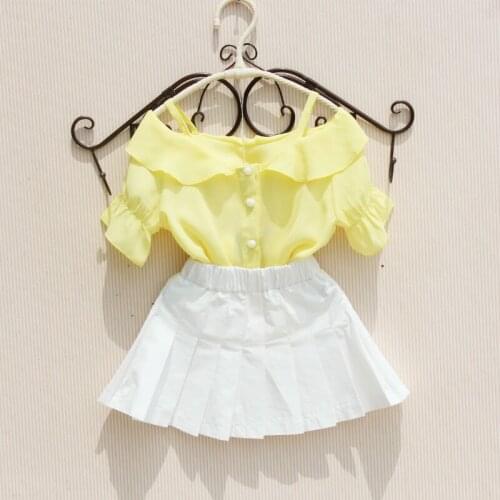 Kids Clothes Summer 2019 Girls Sets Clothing Fashion Off Shoulder Top+Tutu Skirt Two-piece Suit Girls Outfits Children Clothes