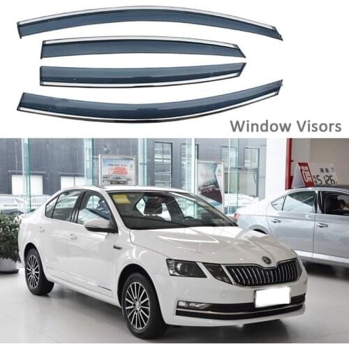 For Skoda Octavia 2015-2019 Car Styling Awnings Shelters Window Visors rain eyebrow Protector Exterior decoration 4PCS 2016 2018