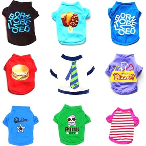 Pet Dog T-shirt Summer Breathable Dog Vest Cartoon Pet Clothes French Bulldog Chihuahua Costumes Small Medium Dog Coat