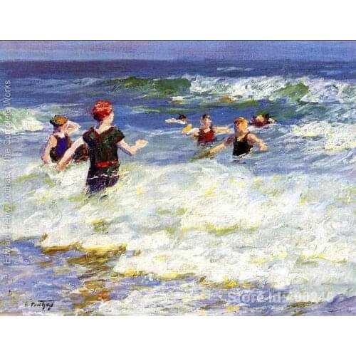 Impressionist art In the Surf I Edward Henry Potthast paintings home decor Handmade High quality