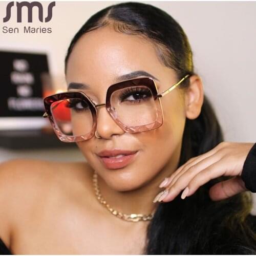 Classic Metal Frame Glasses Women Retro Anti Blue Light Glasses Frame Men Oversized Square Eyeglasses Vintage Monturas De Lentes