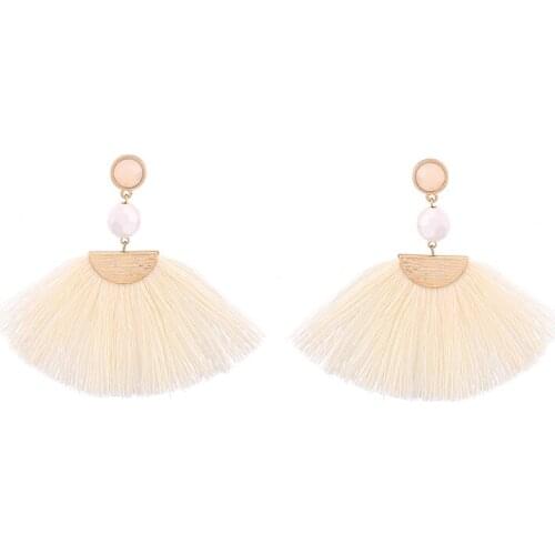 Classic Fan Shape Hanging Earrings Online Shopping India Women Ethnic Cotton Thread Tassel Earrings Brincos