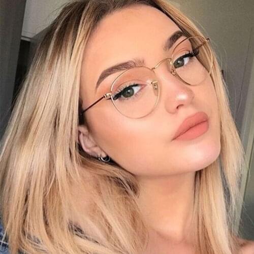Round glasses frame women 2019 Retro vintage oval eyeglass frame Transparent optical female frame eyeglasses Clear Lens Womens