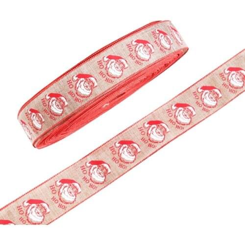 2 Yard Burlap Ribbons Christmas decoration ribbon gift wrap Christmas ribbon Santa Claus pattern 50mm