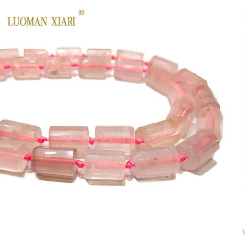 LUOMAN XIARI Natural Cylindrical Rose Quartz Stone Facted Beads For Jewelry Making DIY Bracelet, Necklace 11*16 mm Strand 15"