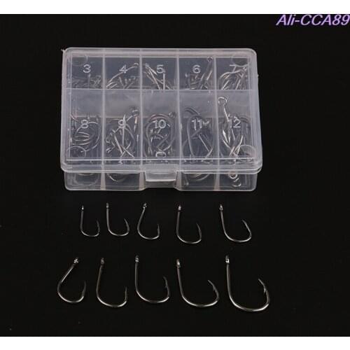 Marbit 100pcs/Set Mixed Size #3~12 High Carbon Steel Carp Fishing Hooks Pack With Hole With Retail Original Box Jigging Bait