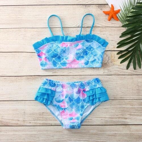 Kawaii Baby Swimwear For Girls Ruffle Two-piece Swimsuit Beach Bathing Suit Baby Swim Wear Baby Beach Swimsuit Praia Infantil