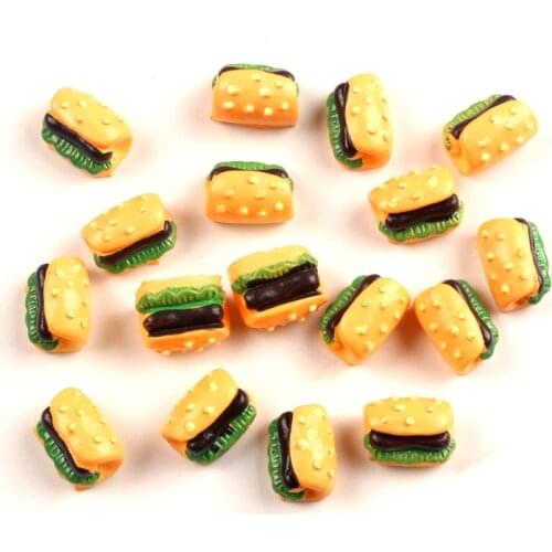 LF 20Pcs 13x9mm Mini Hamburger Resin Cabochon Flatback Decoration Crafts Embellishments For Scrapbooking Diy Accessories