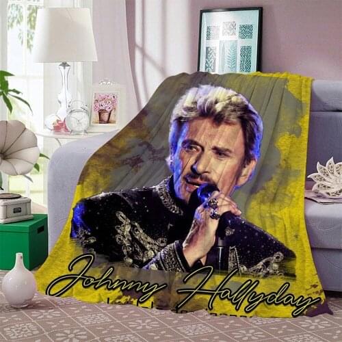 Fashion Johnny Hallyday Flannel Blanket Christmas Gift for Girl Boys Teens 3D Print Kids Adults Quilts Home Decor Party Blanket