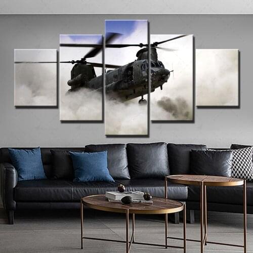 Modular Hd Prints Smoke Picture Home Decoration Airplane Painting Modern 5 Set Canvas Poster Wall Art For Living Room Framework