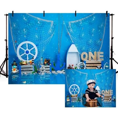Nautical Rudder Navigation Photography Backdrop Sailing Ship Newborn Sailor Portrait Blue Photo Background Decor Props