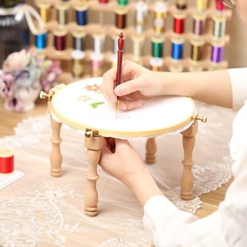 Desktop Embroidery Stand Solid Wood Household Cross Stitch Portable Embroidery Shed Fixed French Embroidery Stand Support Leg