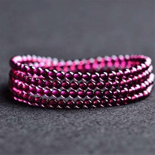 Genuine Natural Purple Red Garnet Crystal Clear Round Beads Three Times Nice Bracelet 4.5mm Fashion AAAAA