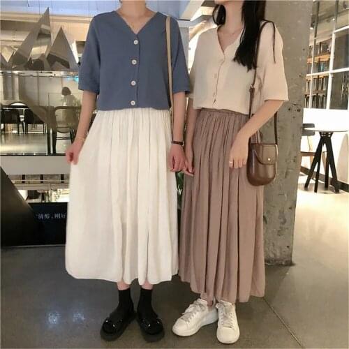 New Female Student Pleated Skirt Autumn 2021 WomenS Korean All-Match Elastic High Waist A-Line Long Skirt Korean Y2k Black Saia