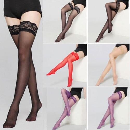 2019 Newest Female Multicolor Thin Lace Mesh Pantyhose Long tight Hold Ups Hosiery Thigh-Highs Stocking