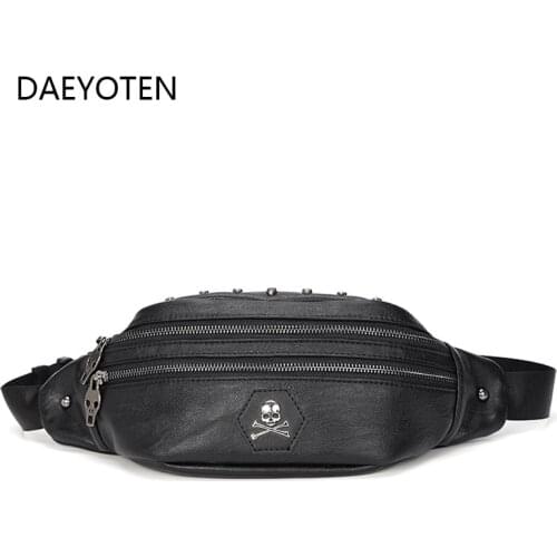DAEYOTEN New Chest Bag for Men Skull Rivet Fanny Packs for Women Fashionable Belt Bag Designer Fanny Pack Fashion Purse ZM0482