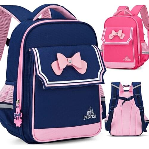 New Fashion Princess Sailor Suit Bow Girls Backpack School Bags for Kids Children Primary School Book Bag