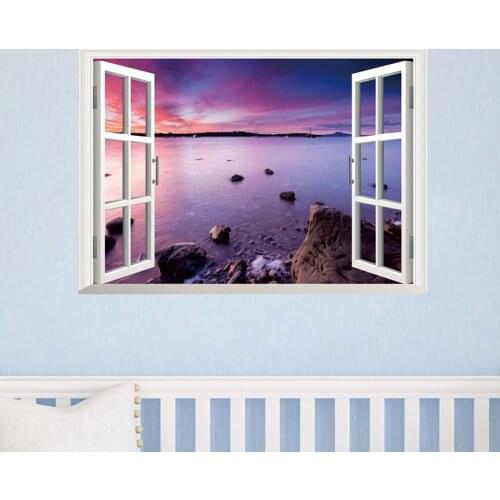 New sea view 3 d fake waterproof household to stick wall of setting of the sitting room the bedroom window stickers
