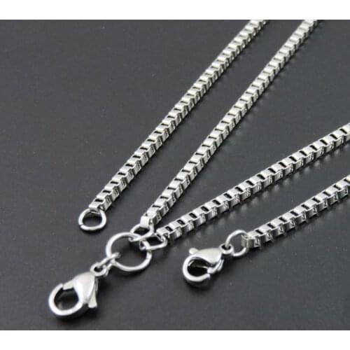 2/2.4/3.0mm 55cm-90cm 316L Stainless Steel Chain Necklace for Glass Floating Memory Charm Locket Pendant Box Rolo Chain Necklace