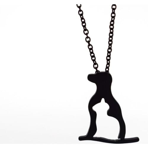 New Cute Dog and Cat Silhouette Necklace Dog and Cat Charm Gold Color Silver Color filled Necklace a gift for Animal Lover