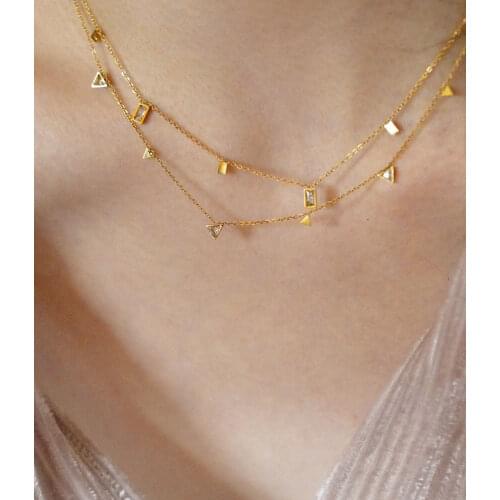 Titanium With 18K Gold Simply AAA Zircon Necklace Women Jewelry OL Designer T Show Runway Sweety Boho Japan Korean