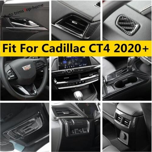 Window Lift Button / Steering Wheel / Handle Bowl / Shift Gear Panel Carbon Fiber Look Cover Trim Fit For Cadillac CT4 2020 2021