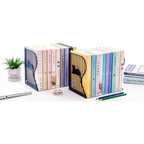 Bookends Lazy Cat Telescopic Desk Organizer Desktop Book Holder School thickened creative metal bezel