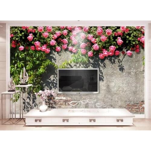 Custom 3D mural wallpaper romantic aesthetic climbing rose 3D TV background wall paper decorative painting