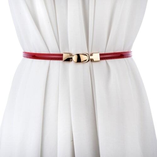 High quality cowskin waistband black genuine leather cummerbunad female thin adjustable strap women gold buckle jean Patent belt