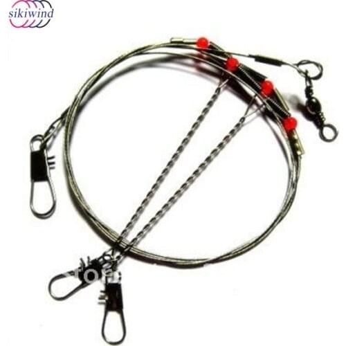 5Pcs/10Pcs/20Pcs/Pack Wire Arms Stainless Steel Fishing Wire Leader Arms with Rigs Swivels Snap 2 Arm Fishing Tackle Tool