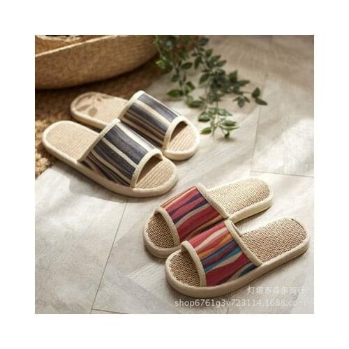 Summer Linen Chanclas Mujer Unisex Home Slippers Casual Indoor Slides Size35-45 Family Breathable Flip Flops Claquette