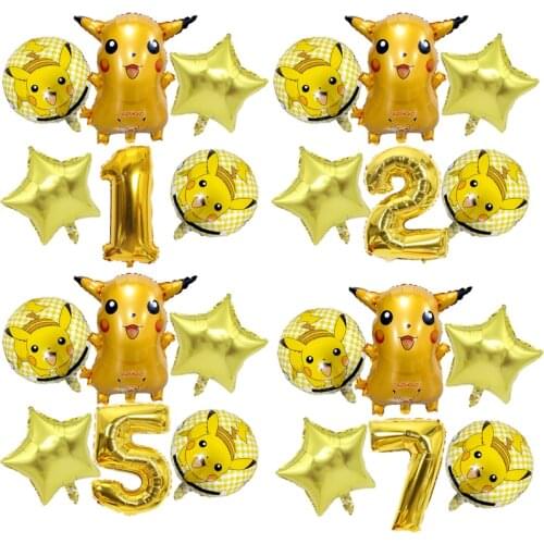 Pokemon Birthday Party Decorations Girl Boy Pikachu Balloon Globo Cake Topper Party Banner Supplies Kid Adult Baby Shower Gift
