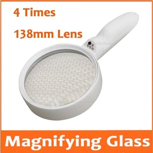 4 Times 138mm Big Double Lens LED Illuminated Insects Observer Toys Gift Magnifier Handheld magnifying glass for Old Man Reading