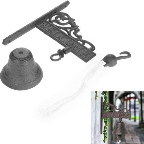 Vintage Cast Iron Hanging Door Bell Antique Style Doorbell Wall Mounted Welcome Doorbell Porch Home Garden Decoration