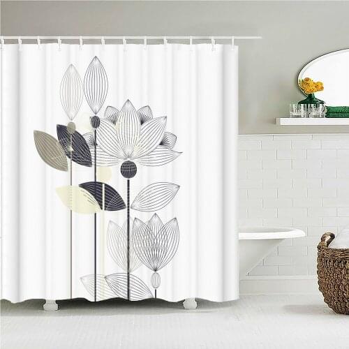 Chinese style landscape painting landscape lotus shower curtain bathroom decoration home decoration