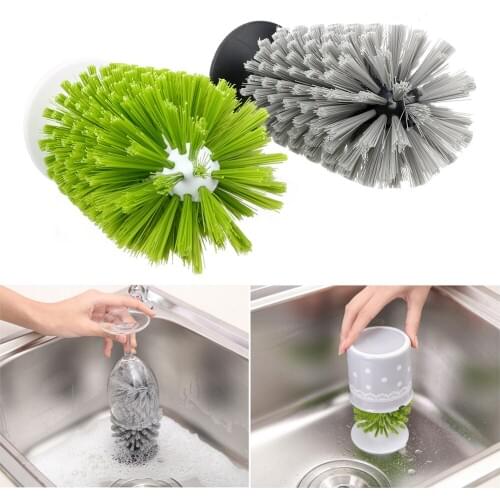 1PC Suction Cup Base Cup Brush Glass Bottle Cleaning Brush Kitchen Rotating Water Cup Tea Cup Brush Cleaning Tool XB 079