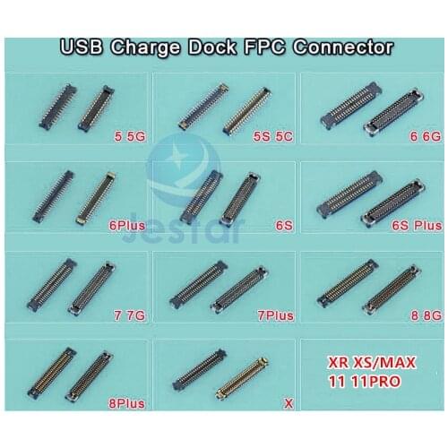 10pcs USB Charger Dock Port FPC Connector Plug on Motherboard For iPhone 5S 5C 6 6S 6SP 7 7P 8/8P X XS/MAX 11 11PRO/MAX