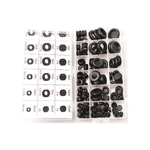 125 pcs Black Ring Rubber Grommets Assortment Sealing Gasket Kit Car Truck Boat