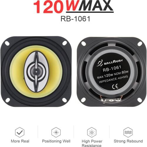 2pcs 4 Inch 120W Universal 2 Ways Car Coaxial Speakers Audio Stereo Full Range Frequency HiFi for Car Vehicle Auto Loudspeaker