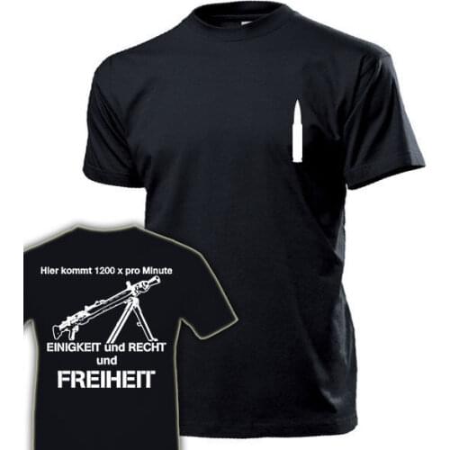 2019 Retro Summer Mens Print T-Shirt Deutschlands Mg3 Hier Kommt 1200 Pro Minute Einigkeit Und Recht Printed T Shirts Cool Tee