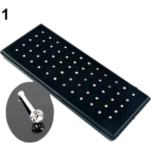 60 Pcs Fashion Medical Stainless Steel Crystal Nose Studs For Women Indian Piercing Stud For Women Body Jewelry Party Gift