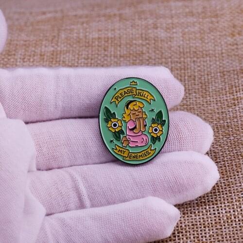 Praying girl brooch cute flower badge shirts jackets accessories