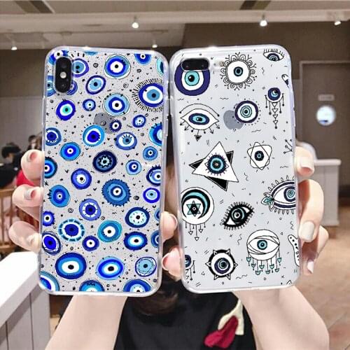 Abstract Art Evil Eye Turkey Phone Case For iphone 5 5s se 2 6 6s 7 8 12 mini plus X XS XR 11 PRO MAX transparent tpu hoesjes