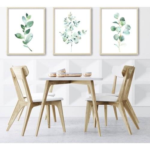 Eucalyptus Watercolour Print Floral Leaf Botanical Greenery Leaves Art Canvas Painting Green Wild Posters Home Wall Art Decor