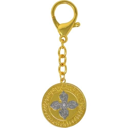 Feng Shui“Happiness & Wealth”Magic Weapon Medallion Hanging Round Keychain W4317