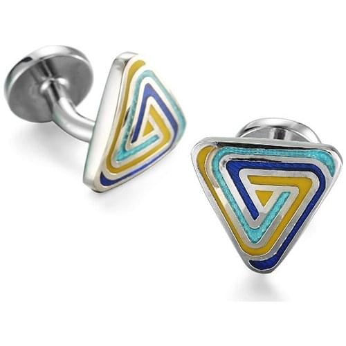 KC-947 The high-end mens shirts Cufflinks triangle color pattern cufflinks, French business shirt accessories
