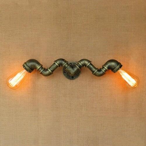 2 lights Water Pipe Lamp Antique Retro Loft Style Industrial Vintage Wall Light Fixtures LED Edison Wall Sconce Lampara Pared